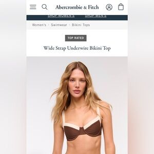 Abercrombie and Fitch Two-Tone Brown and White Bikini Top